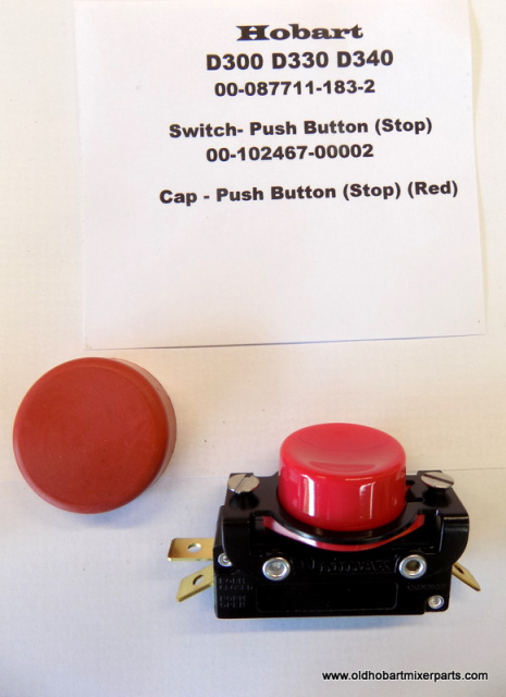 Hobart D300 00-087711-183-2 Red Push Button Stop Switch 00-102467-00002  Push Button Stop Cap